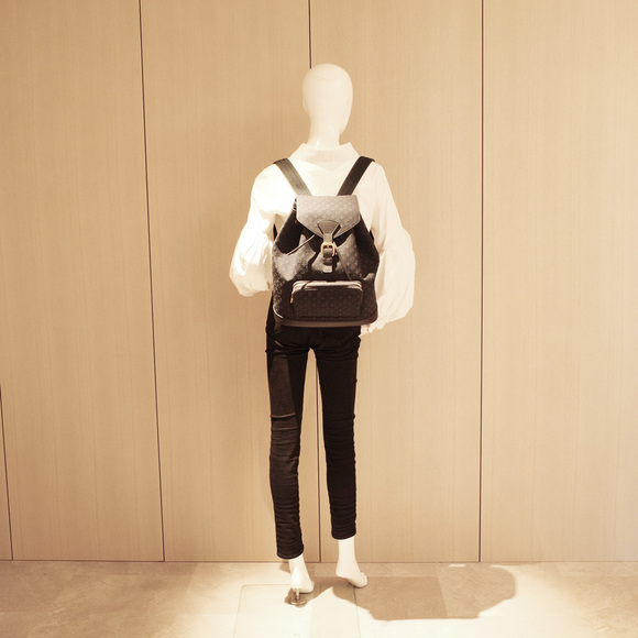 Louis Vuitton Montsouris GM Bag Pack Rucksack Monogram Mini Tst Blue Navy - Picture 6 of 7